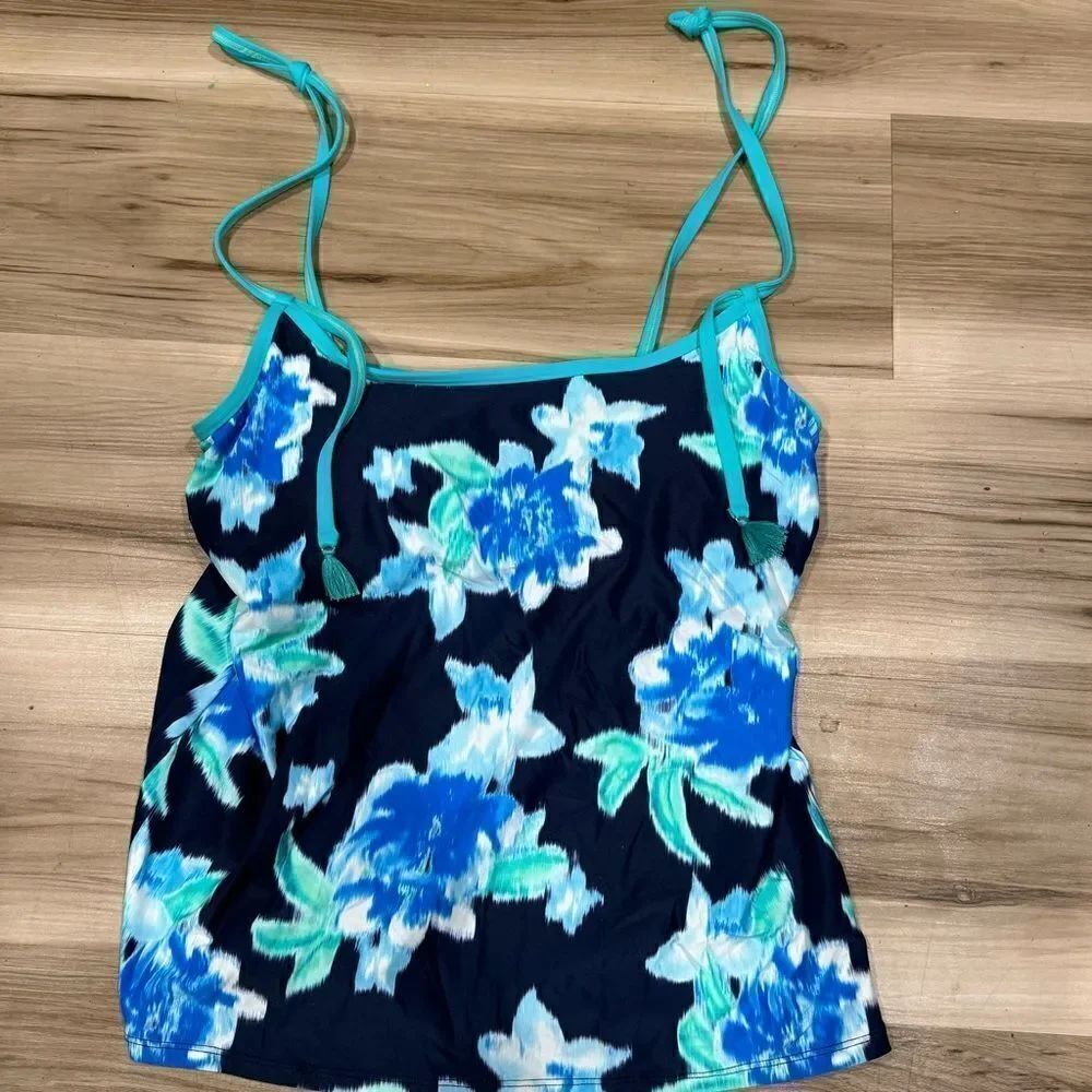 Beach House Blue Floral Tankini Top Women’s 8